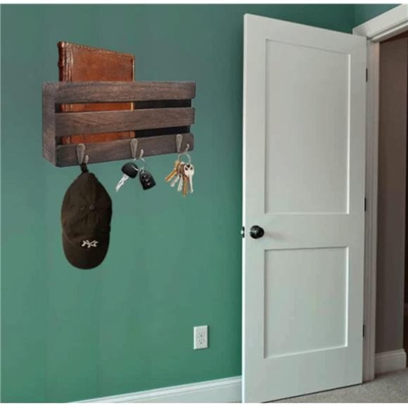 Rustic Mail Holder Wall Mount ~ Key and Mail Organizer for Wall Decorative - Picture 2 of 6